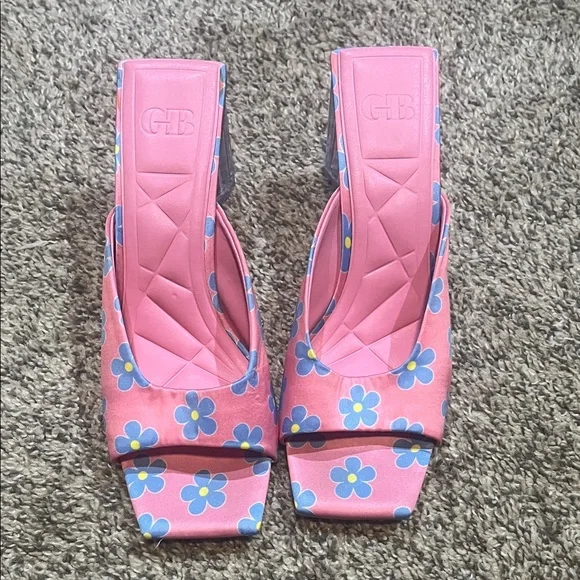 Gianni Bini Pink Floral Clear Block Heel Sandals - Picture 7 of 7